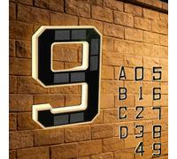 Solar-powered Outdoor House Number Light, Light Up Waterproof Address Sign, Easy Install No Wiring Modern Design for Home Garage Shop (9)