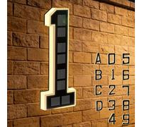 Solar-powered Outdoor House Number Light, Light Up Waterproof Address Sign, Easy Install No Wiring Modern Design for Home Garage Shop (1)