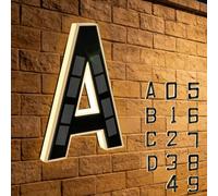 Solar-powered Outdoor House Number Light, Light Up Waterproof Address Sign, Easy Install No Wiring Modern Design for Home Garage Shop (A)