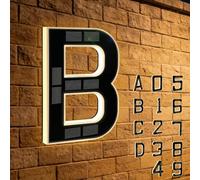 Solar-powered Outdoor House Number Light, Light Up Waterproof Address Sign, Easy Install No Wiring Modern Design for Home Garage Shop (B)