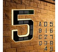 Solar-powered Outdoor House Number Light, Light Up Waterproof Address Sign, Easy Install No Wiring Modern Design for Home Garage Shop (5)