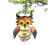 Solar Powered Owl Pendant - Iron Outdoor Garden Decoration, Metal Solar Ornament for Patio, Waterproof Hanging Lantern, Home Craft Decor for Yard Fence Deck Porch