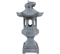 Solar Powered Pagoda Lamp, Resin Zen Garden Light with IP44 Waterproof Design, Automatic Night Sensor for Courtyards, Lawns, and Patios, Elegant Stone Texture Outdoor Decor Lighting(A)