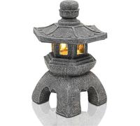 Solar-Powered Pagoda Lantern - Zen Asian Garden Statue for Balcony, Patio, or Indoor Decor