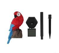 Solar Powered Parrot Garden LED Light, Auto-On Resin Ornament For Outdoor Yard Decor, Weatherproof Night Glow Lamp, Red, 43cm