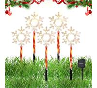 Solar Powered Pathway Lights, Snowflake Solar Lights - Waterproof LED Stake Lamp for Walkway Garden Festival Holiday New Year's Party Winter Ground
