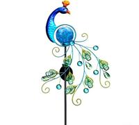 Solar Powered Peacock Light Stake, IP65 Waterproof Metal Peacock Solar Garden Light Garden Ornaments For Outdoor,31x9x102 Cm