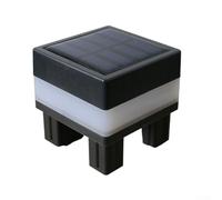 Solar Powered Pillar Light for Outdoor Garden, Waterproof IP44 Square Post Cap Light with Monocrystalline Solar Panel, Warm White Light for Courtyard, Fence, and Cottage Decor(A)