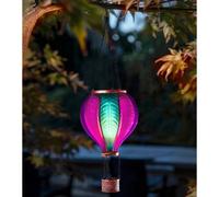 Solar Powered Pink Aurora Flaming Balloon Lantern - Weatherproof Outdoor Garden Hanging Flame Effect Led Light