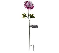 Solar Powered Pink Daisy Design Globe Stake Light - Flower Shaped Metal & Glass Outdoor Garden Lighting Ornament - Measures H74Cm