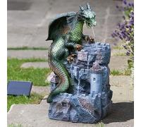 Solar Powered Polyresin Dragon Water Feature Garden Patio Balcony