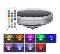 Solar Powered Pool Lights, Waterproof Floating Decor, 9 Lighting Modes with Remote Control, 3 Dimming Settings, Durable Led Basin Lamp with Solar Panel, Landscape Lighting for Pond Spring