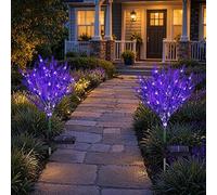 Solar-Powered Purple Lavender LED Landscape Lights, Lavender Solar Garden Lights, Waterproof, Garden Decorations Outdoor, Easy No-Wire Installation, Illuminate at Dusk, Charge During the Day (2pcs)