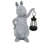 Solar-Powered Rabbit Garden Statue with Warm LED Glow, Hand-Painted Resin Outdoor Decoration for Lawn, Patio, Balcony and Yard, to Garden Spaces Day and Night(rabbit solar power)