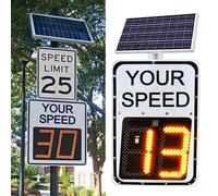 Solar Powered Radar Feedback Sign, Road Warning Speed Limit Sign Aluminum Weatherproof Speed Display Detector, Adjustable Speed(White_60*90cm)