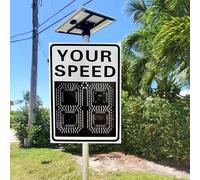 Solar Powered Radar Feedback Sign, Your Speed LED Radar Speed Limit Sign, Weatherproof, Easy to Mount, for Highways, Speed-Limit Roads with Accessories(20x28in)