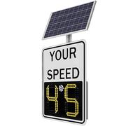 Solar Powered Radar Feedback Speed Limit Sign, LED Display 24x35in Solar Radar Detective Aluminum Weatherproof Traffic Signs with Mounting Kit and Remote Control,White