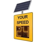 Solar Powered Radar Feedback Speed Limit Sign, LED Display 24x35in Solar Radar Detective Aluminum Weatherproof Traffic Signs with Mounting Kit and Remote Control,Yellow