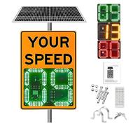 Solar Powered Radar Feedback Speed Limit Sign, LED Display Solar Radar Detective Aluminum Weatherproof Traffic Signs with Mounting Kit And Remote Control Orange-50 * 70cm