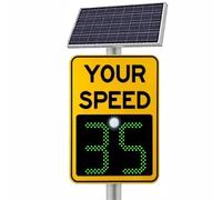 Solar Powered Radar Feedback Speed Limit Sign, LED Speed Limit Radar Detective Display, Solar Radar Detective Aluminum Traffic Signs, for Urban Roads and Highways 60X90cm