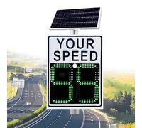 Solar Powered Radar Feedback Speed Sign Weatherproof Aluminum LED Display With Adjustable Speed Limit For Road & Highway Safety(White,50 * 70cm)