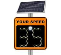 Solar Powered Radar Sign - Aluminum Feedback Warning Board, IP65 Waterproof, 24" x 24" Speed Display