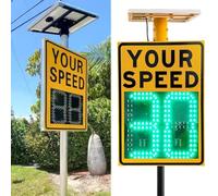 Solar Powered Radar Speed Display, Aluminum Alloy, IP53, 200M Detection for Multi-Lane Traffic Calming and Road Safety
