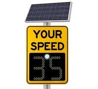 Solar Powered Radar Speed Feedback Sign, LED Display for Highways & Speed-Limited Roads, 20''X27'' Road Warning Sign with Accurate Speed Monitoring