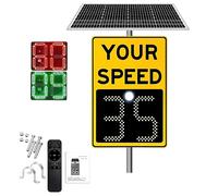 Solar Powered Radar Speed Feedback Sign With Adjustable Limit - LED “Your Speed” Display For Road, Street & Neighborhood Traffic Calming