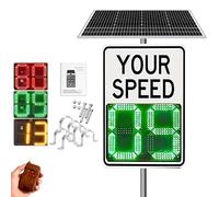 Solar Powered Radar Speed Indicator with LED Display, Instant Feedback Warning Sign for Traffic Calming and Safety, Remote Control, 24'' x 35''