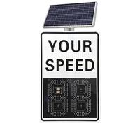 Solar Powered Radar Speed Limit Feedback Sign, Flashing LED Road Warning Sign Adjustable Speed Limit Display with Full Accessories