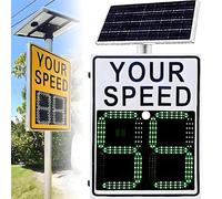 Solar Powered Radar Speed Limit Sign, 20"x27" Road Warning Traffic Feedback Board for Highways and Speed-Limited Roads with Accessories