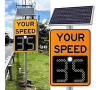 Solar Powered Radar Speed Limit Sign, 20"x27" Road Warning Traffic Feedback Board for Highways and Speed-Limited Roads with Accessories