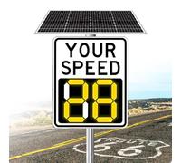 Solar Powered Radar Speed Limit Sign, LED Display, Covers Four Lanes, Adjustable Speed Limit for Highways and Speed-Limit Roads, 60x90cm, Yellow