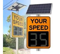 Solar Powered Radar Speed Limit Sign, LED Feedback Display, Weatherproof 28''x20'' Radar Detective Speed Limit Sign
