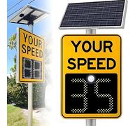 Solar Powered Radar Speed Limit Sign, LED Radar Feedback Traffic Sign with Accessories, 20"x27" or 24"x35", 2-Digit Speed Display, Warning Board