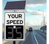 Solar Powered Radar Speed Limit Sign, LED Speed Limit Detector, 20"x27"/24"x35" Speed Measurement Distance 300 Meters For Highways And Speed-Limit Roads(White,60 * 90cm/24 * 35in)