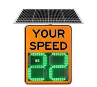 Solar Powered Radar Speed Limit Sign - LED Speed Limit Radar Detective Display, Radar Feedback Sign, Applicable to Highways,Speed-Limited Roads Orange-50 * 70cm
