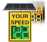 Solar Powered Radar Speed Limit Sign-LED Speed Limit Radar Detective Display, Radar Feedback Sign, Coverages up to 4 Lanes, Applicable to Highways, Speed-Limited Roads 50x70cm/20″27″-Yellow