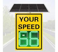 Solar Powered Radar Speed Limit Sign, LED Speed Limit Radar Detector Display, Speed Measurement Distance 300 Meters, Applicable to Highways, Speed-Limit Roads 50x70cm/20"x27"-Yellow