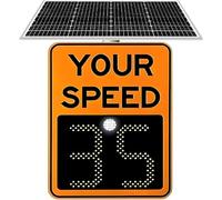 Solar Powered Radar Speed Limit Sign,LED Speed Limit Sign,Traffic Feedback Warning Board, Radar Feedback Sign,Road Safety Display Speed Detector(Orange,23.62 * 35.43in)