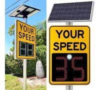 Solar Powered Radar Speed Limit Sign, LED Traffic Feedback Display, IP65 Waterproof for Urban Roads and Highways, Includes Accessories