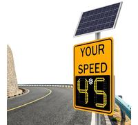 Solar Powered Radar Speed Limit Sign, LED Traffic Feedback Warning Board, Brightness Reflective Display, 60x75cm