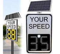 Solar Powered Radar Speed Limit Sign - LED Traffic Feedback Warning Board with 3-Digit Display for Speed Monitoring