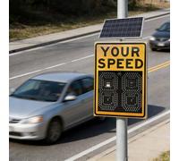 Solar Powered Radar Speed Limit Sign, Speed Display Radar Traffic Sign, LED Speed Feedback Signs, Traffic Warning Detection with Accessories(Yellow,60 * 90cm)