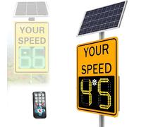 Solar Powered Radar Speed Limit Sign, Traffic Feedback Warning Board, 2-Digit Speed Display, IP65 Waterproof for Road Safety, Street Use