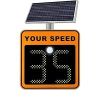 Solar Powered Radar Speed Limit Sign with Accessories, 2 Digit DisplayLED Speed Feedback Wireless Remote, Radar Feedback Sign Traffic Feedback Warning Board Speed Display Orange-3DigitDisplay