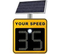 Solar Powered Radar Speed Limit Sign with Accessories, 2 Digit DisplayLED Speed Feedback Wireless Remote, Radar Feedback Sign Traffic Feedback Warning Board Speed Display Yellow-3DigitDisplay