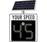 Solar Powered Radar Speed Limit Sign with Accessories, 2 Digit DisplayLED Speed Feedback Wireless Remote, Radar Feedback Sign Traffic Feedback Warning Board Speed Display White-3DigitDisplay