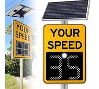 Solar Powered Radar Speed Limit Sign with Accessories,20"x27"/24"x35" LED Radar Feedback Sign Traffic Feedback Warning Board Speed Display 2digitdisplayB-24 x35